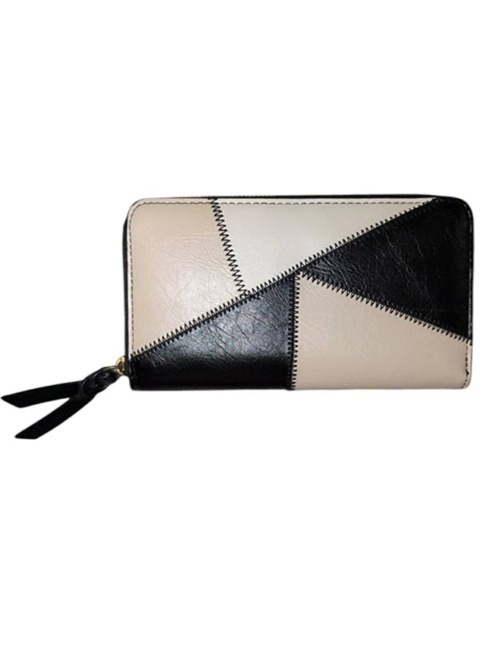 Universal Thread Women's Wallet Geometric Black Tan Ivory Zip Closure Asymmetric